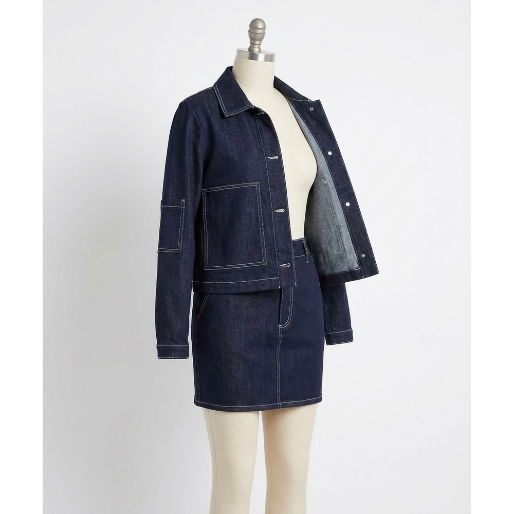 NEW KUT FROM THE KLOTH jolene collar denim jacket in dark navy